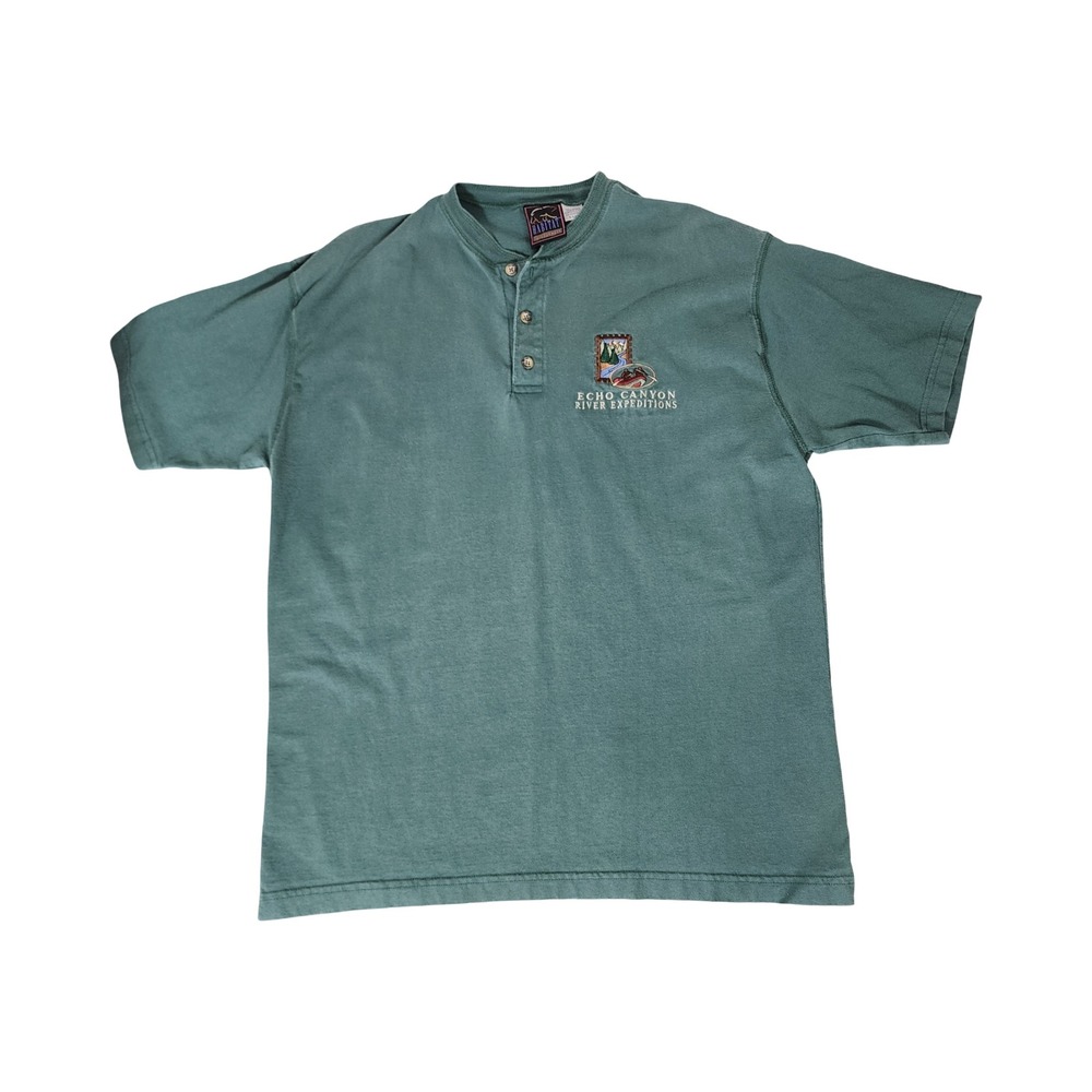 Vintage Habitat Wilderness Mens XL Shirt Green Echo Canyon River Expeditions